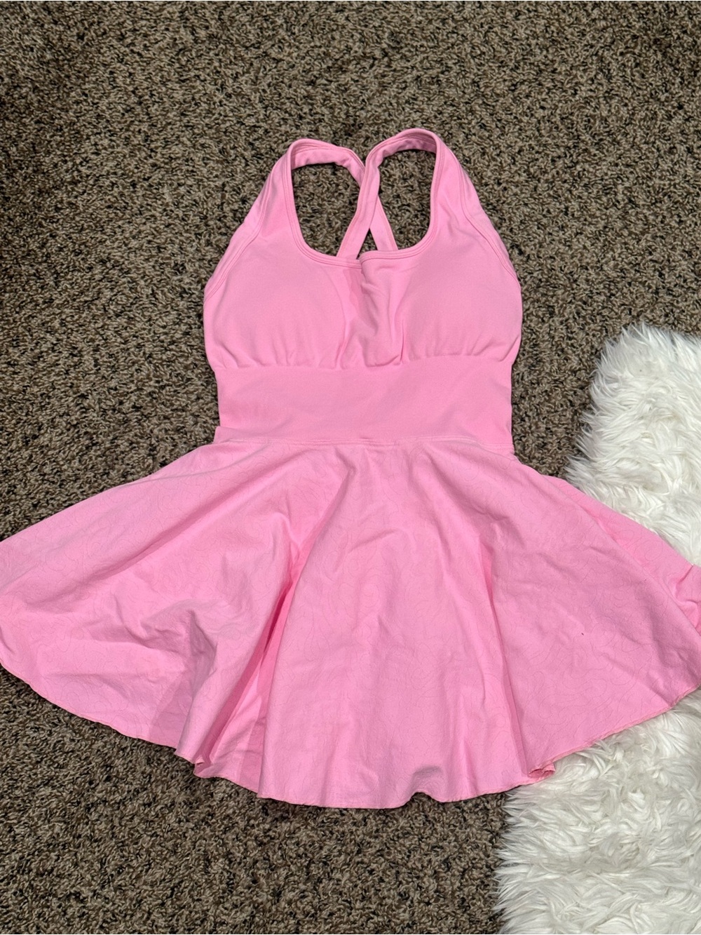 Solid Pink Flared Mini Dress - Picture 4 of 7